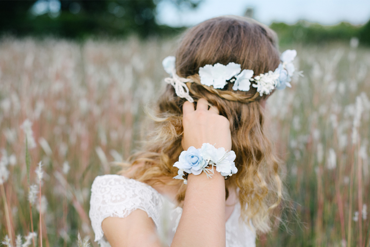 Couronne de mariage - accessoire cheveux bohème chic en fleurs